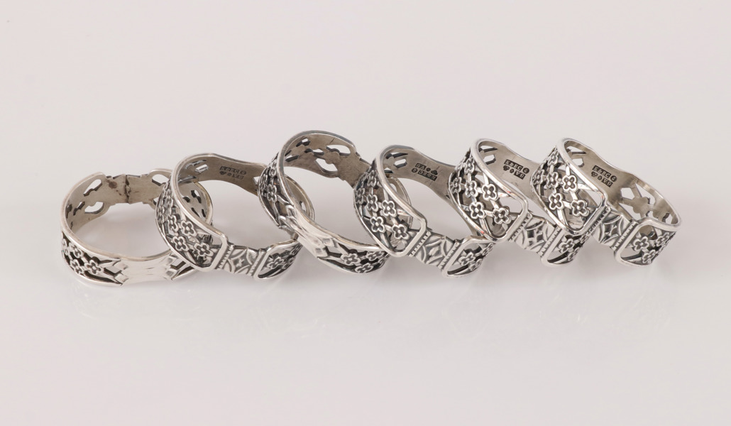 Servettringar 6st, silver, "Princess"