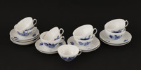 Te- och kaffeservisdelar, "Blå blomster", Royal Copenhagen