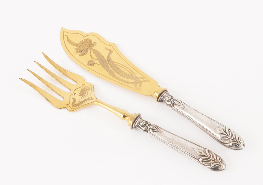 Serveringsbestick ett par, silver, jugend, Tyskland, 1900-talets början