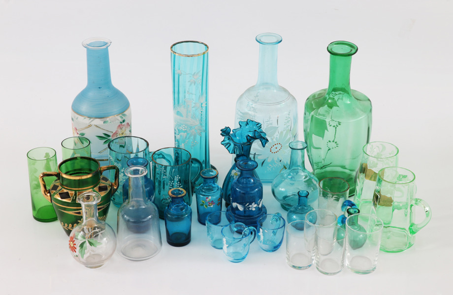 Parti emaljmålat glas, tidigt 1900-tal