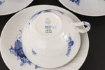 Tekoppar med fat 3st, "Blå blomster", Royal Copenhagen