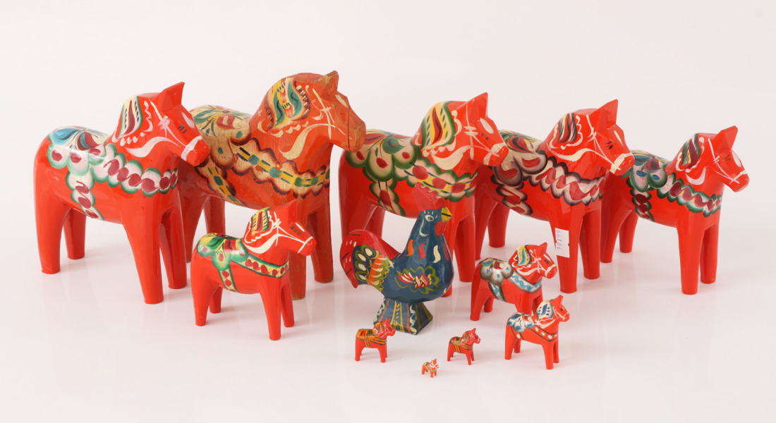 Dalahästar och tupp 12 delar, 1900-talets andra hälft