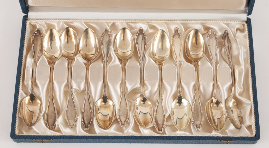 Kaffeskedar 12st, silver, "Viktoria"