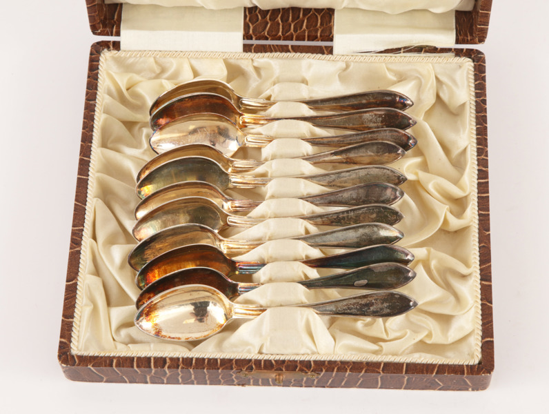 Kaffeskedar 11st, silver, "Svensk Spets"