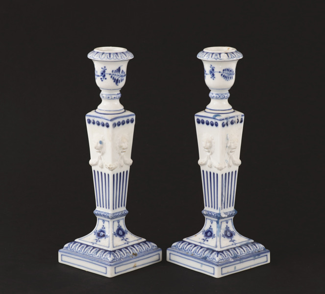 Ljusstakar ett par, "Musselmalet", Royal Copenhagen