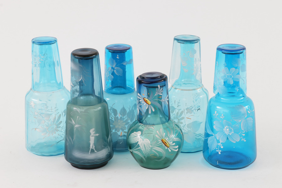 Vattenkaraffer med glas 6st, tidigt 1900-tal