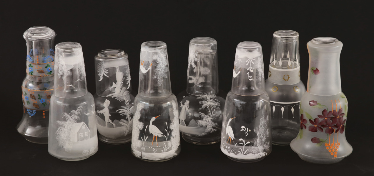 Vattenkaraffer med glas 8st, tidigt 1900-tal