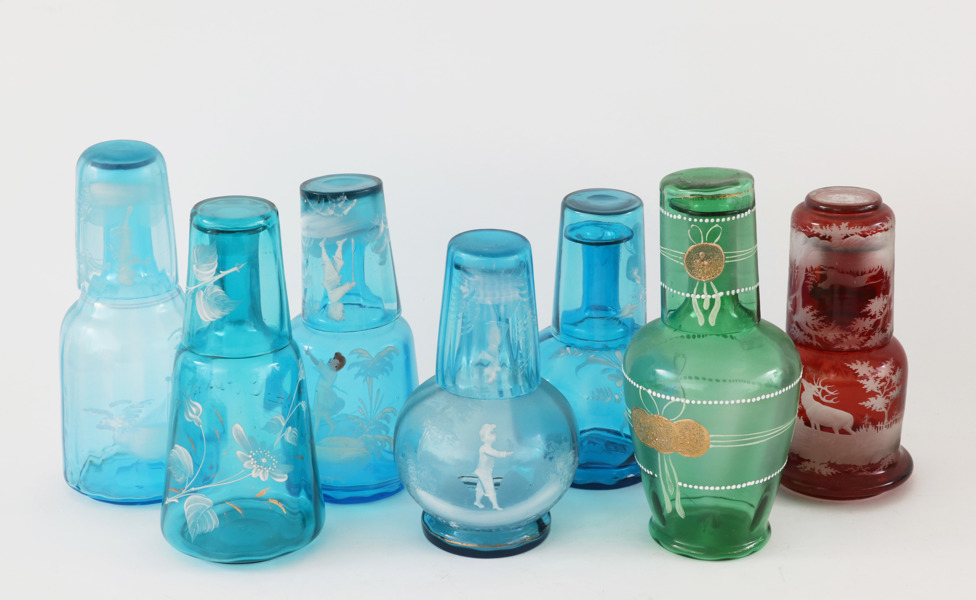 Vattenkaraffer med glas 7st, tidigt 1900-tal