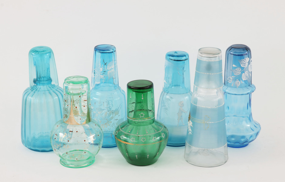 Vattenkaraffer med glas 7st, tidigt 1900-tal