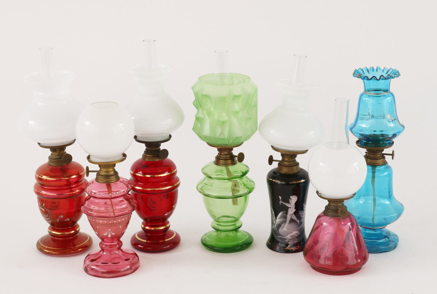 Bordsfotogenlampor 7st, tidigt 1900-tal