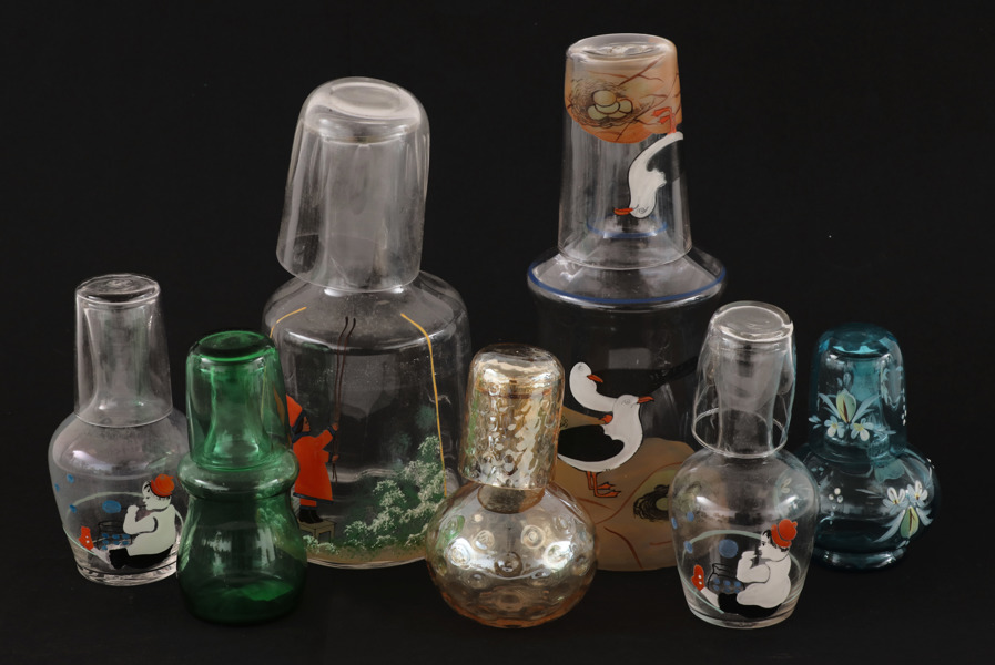 Vattenkaraffer med glas 7st, tidigt 1900-tal