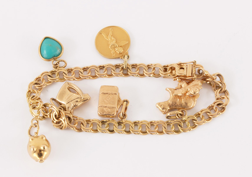 Armband med berlocker, 18k