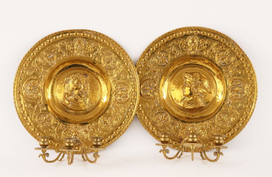 Ljusplåtar ett par, barockstil, 18/1900-tal
