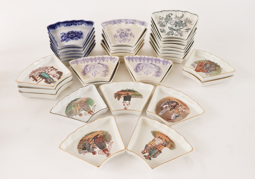 Delar till kabaretfat 33st, 18/1900-tal