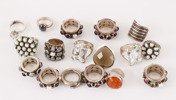 Ringar 17st, mestadels sterlingsilver