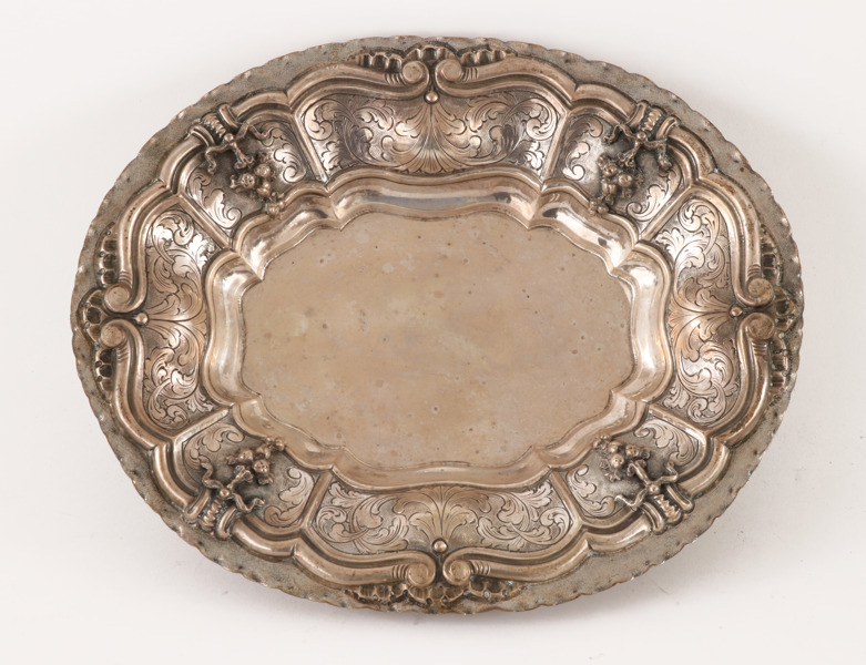 Skålfat i silver, rokokostil, Italien, 1900-tal