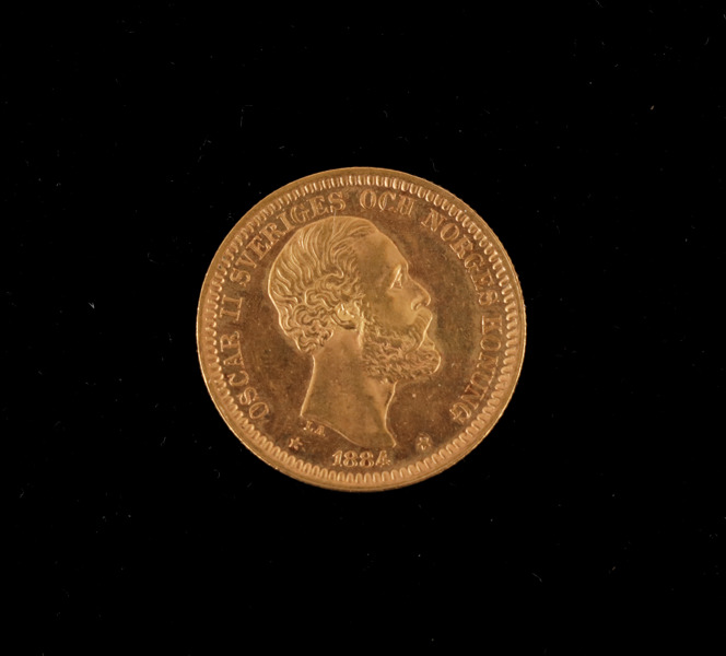 Guldmynt, 20 kronor, Oscar II, 1884