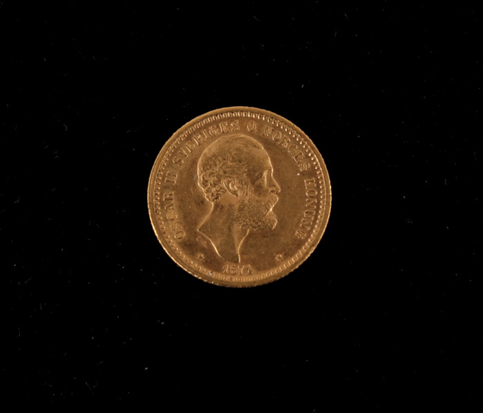 Guldmynt, 10 kronor, Oscar II, 1874