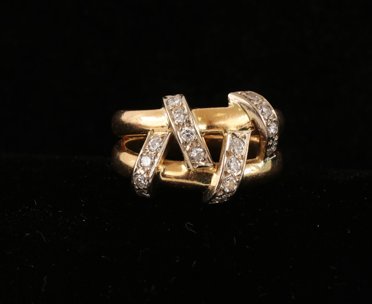 Ring i 18k röd- och vitguld