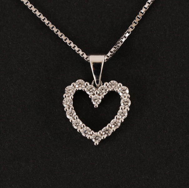 Halsband med hänge, 18k vitguld