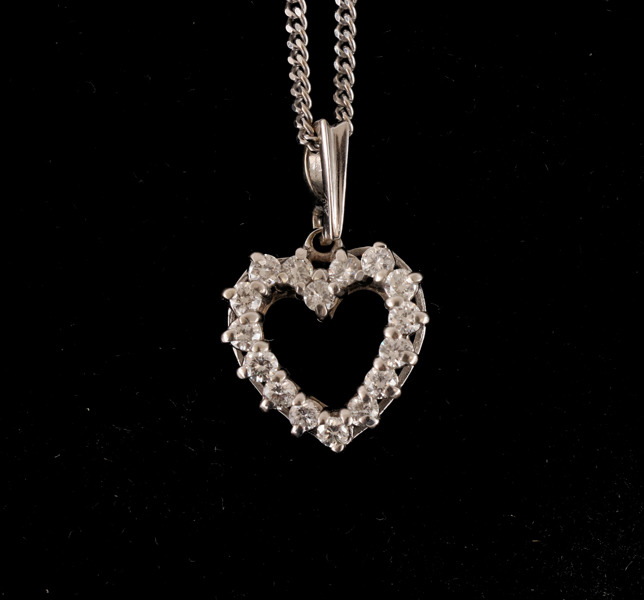 Halsband med hänge, 18k vitguld