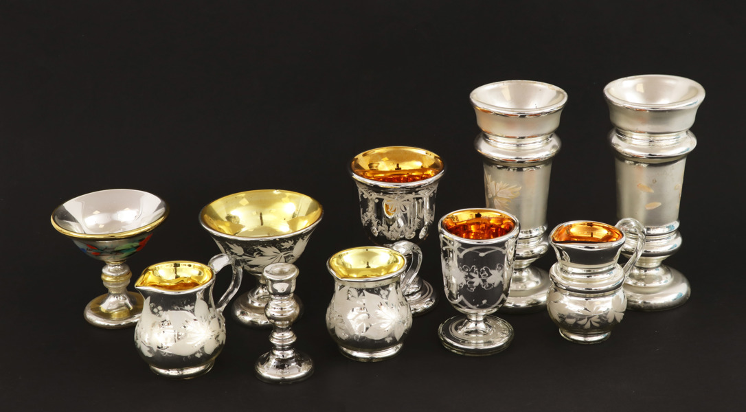 Kvicksilverfolierat glas 10 delar, omkring år 1900