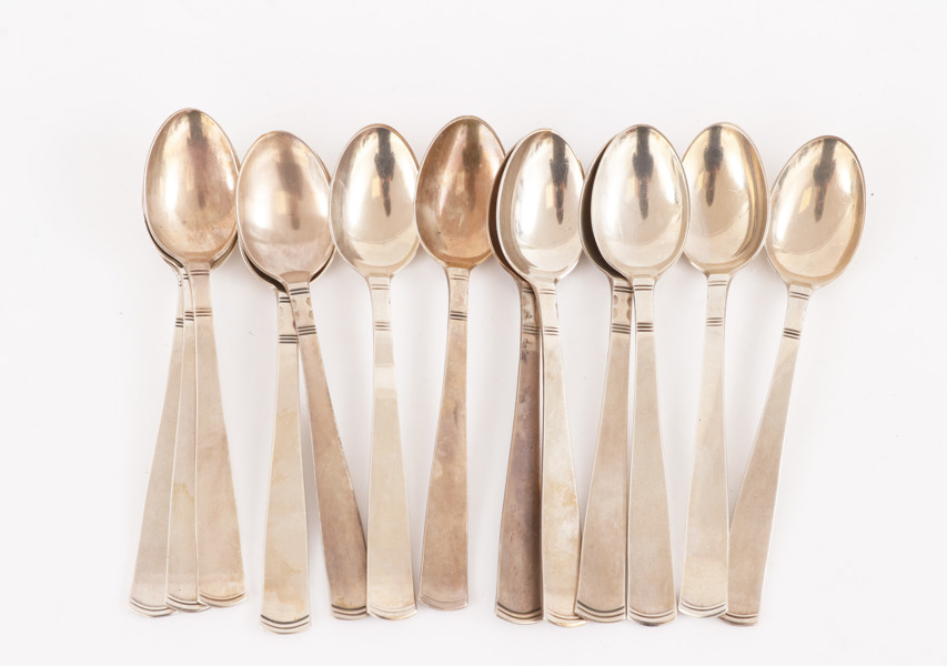 Kaffeskedar 13st, silver, "Rosenholm", GAB