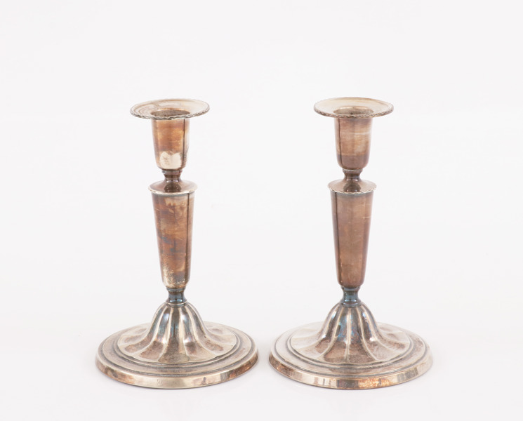 Ljusstakar ett par, silver, C.G.Hallberg, 1955