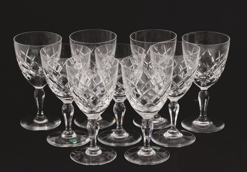 Vinglas 9st, "Karolina", Gunnar Cyrén för Orrefors