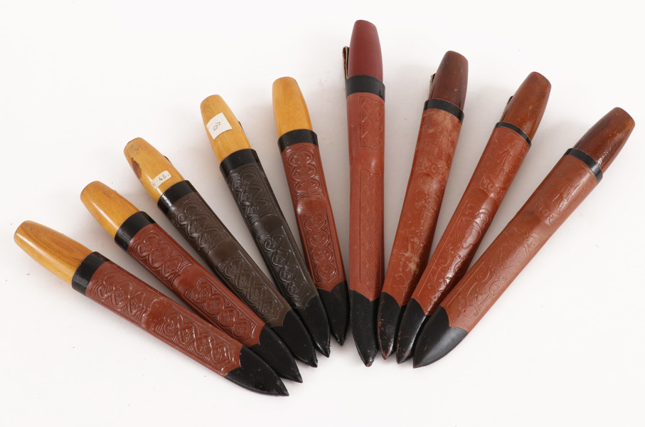 Knivar med slida 9st, Erik Frost, Mora