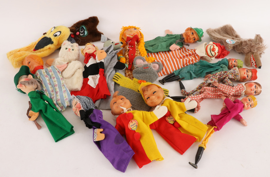 Parti kasperdockor, bl.a. Steiff, Tyskland