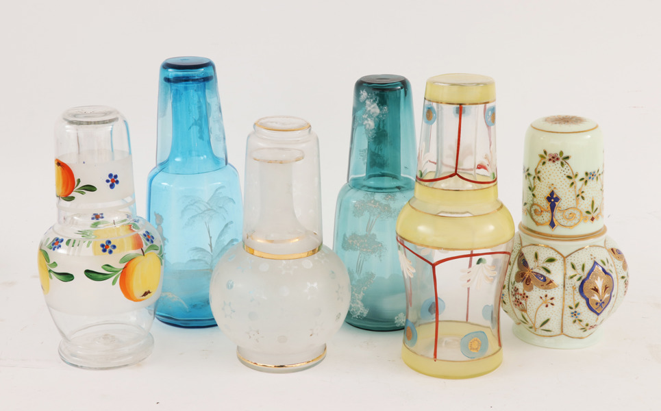 Vattenkaraffer med glas 6st, omkring år 1900
