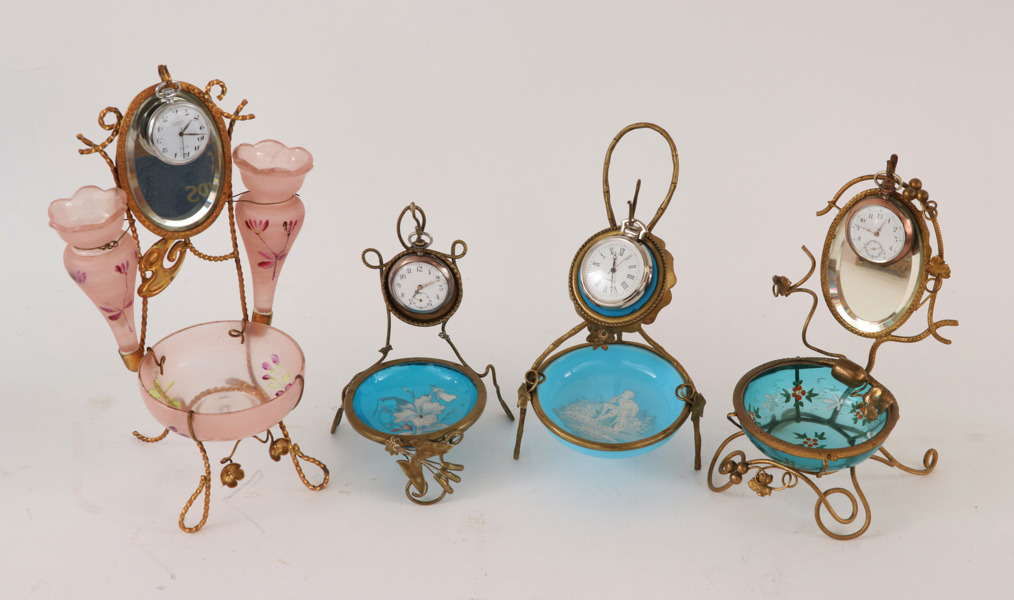 Fickursställ med fickur 4st, tidigt 1900-tal