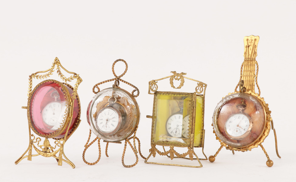 Fickursställ med fickur 4st, tidigt 1900-tal