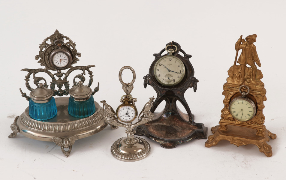 Fickursställ med fickur 4st, tidigt 1900-tal