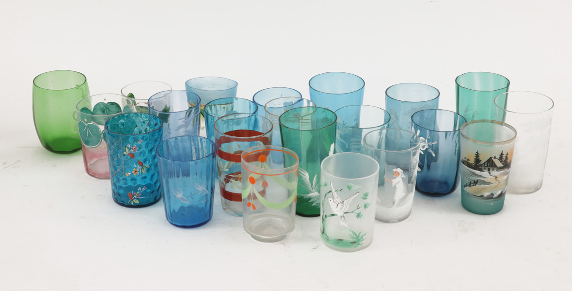 Glas till vattenkaraffer 22st, omkring år 1900