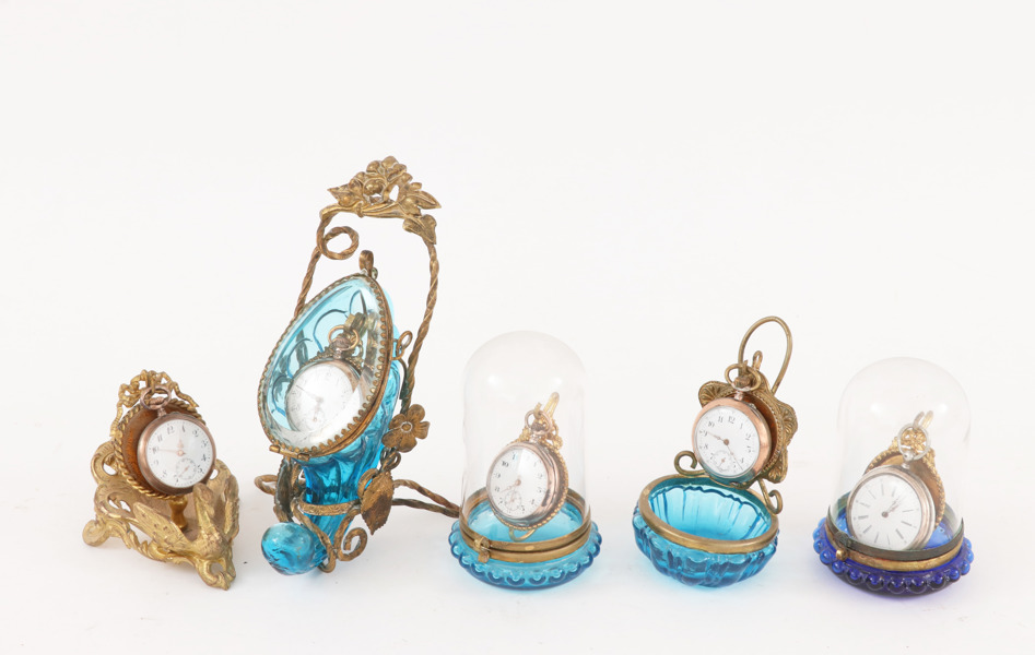 Fickursställ med fickur 5st, tidigt 1900-tal