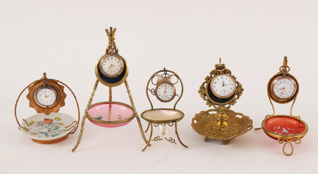 Fickursställ med fickur 5st, tidigt 1900-tal