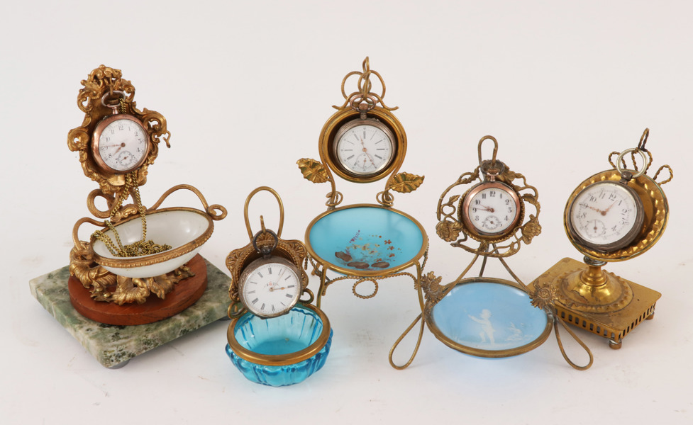 Fickursställ med fickur 5st, tidigt 1900-tal