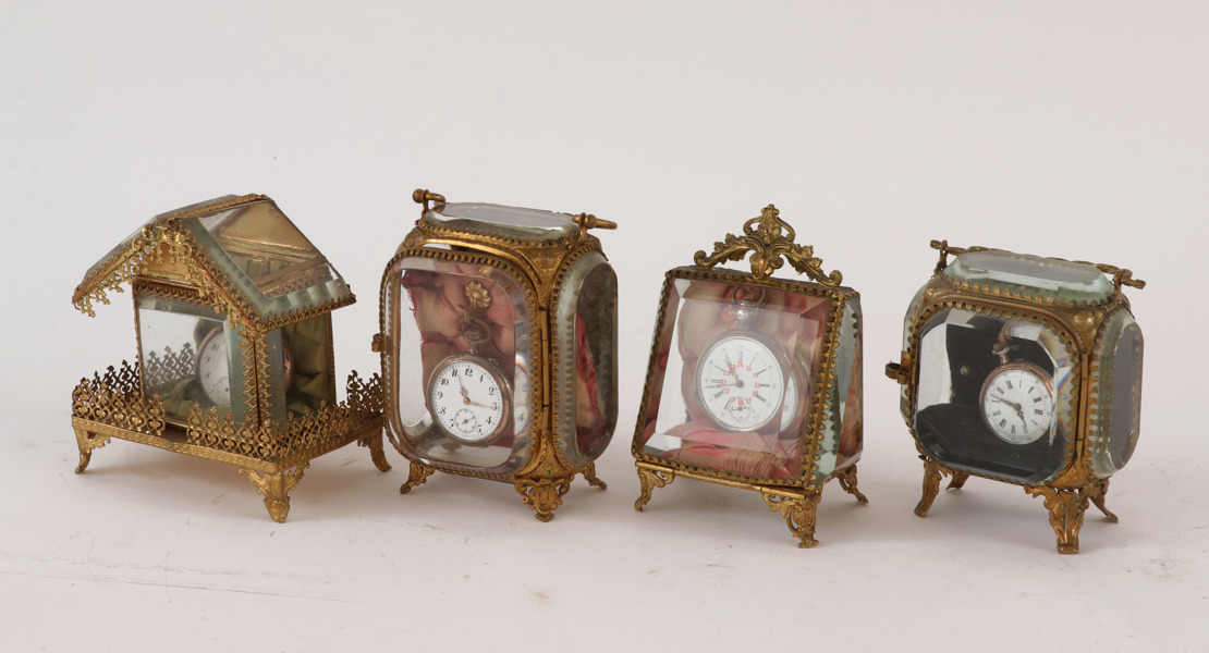 Fickursställ 4st med fickur, 1900-talets början