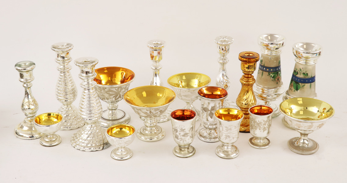 Kvicksilverfolierat glas 18 delar