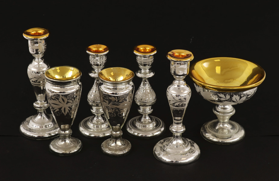 Kvicksilverfolierat glas 7 delar