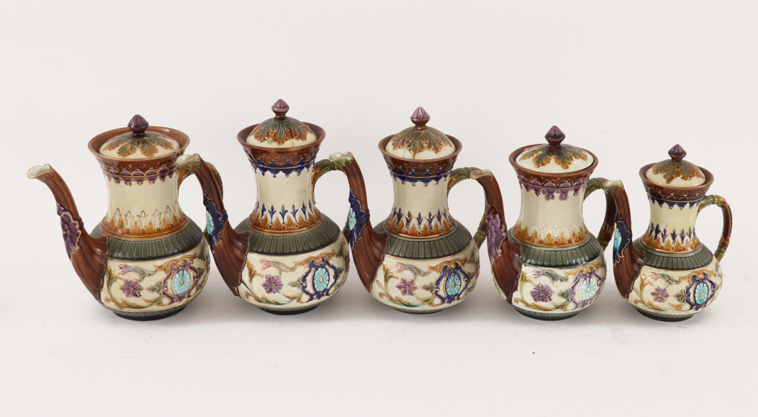 Kaffekannor 5st, Rörstrand, 1800-talets slut