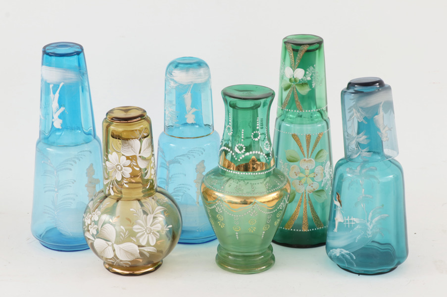 Vattenkaraffer med glas 6st, tidigt 1900-tal