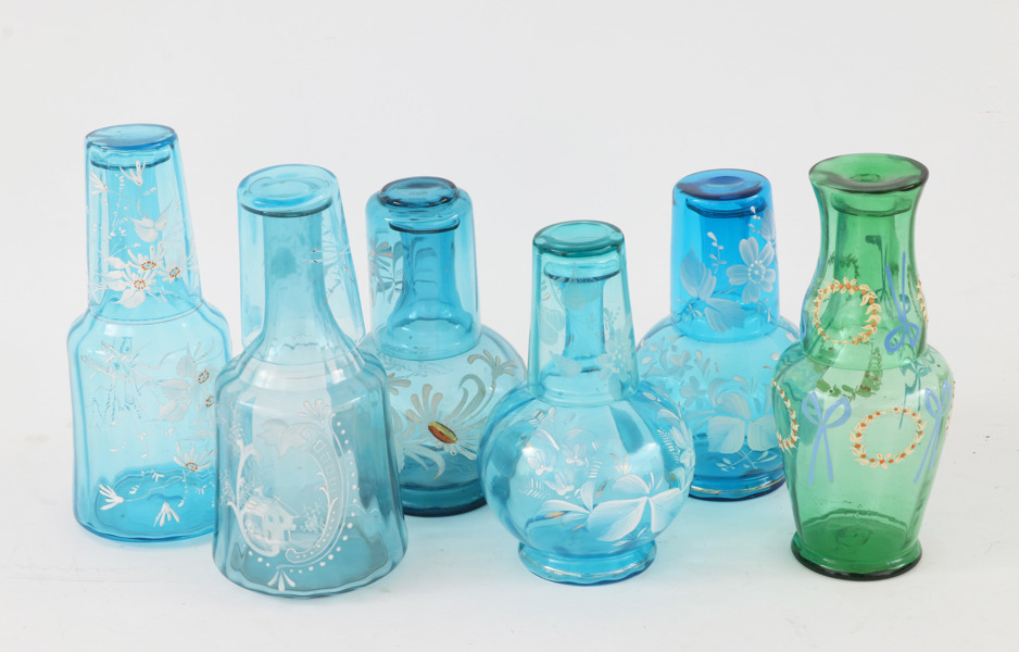 Vattenkaraffer med glas 6st, tidigt 1900-tal