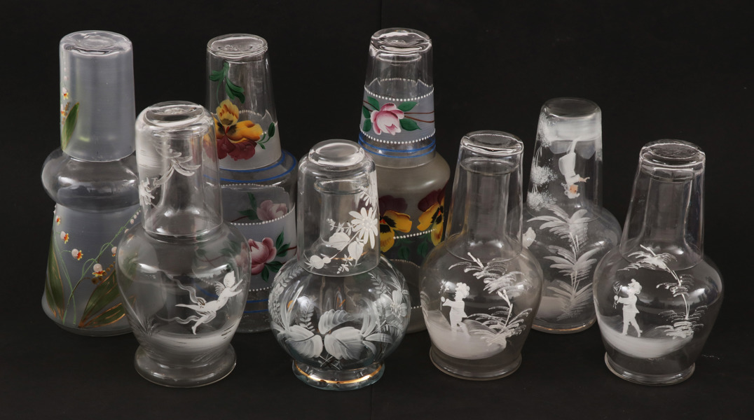 Vattenkaraffer med glas 8st, tidigt 1900-tal