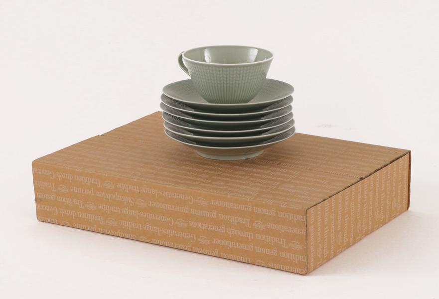 Tekoppar med fat 6st, "Swedish Grace", Rörstrand