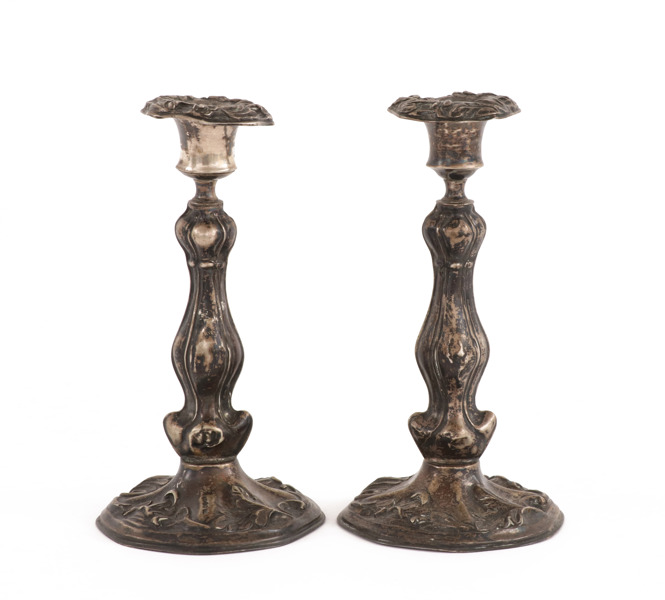 Ljusstakar ett par, silver, Stockholm, 1855