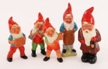 Tomtefigurer 5st, 1900-talets mitt/andra hälft