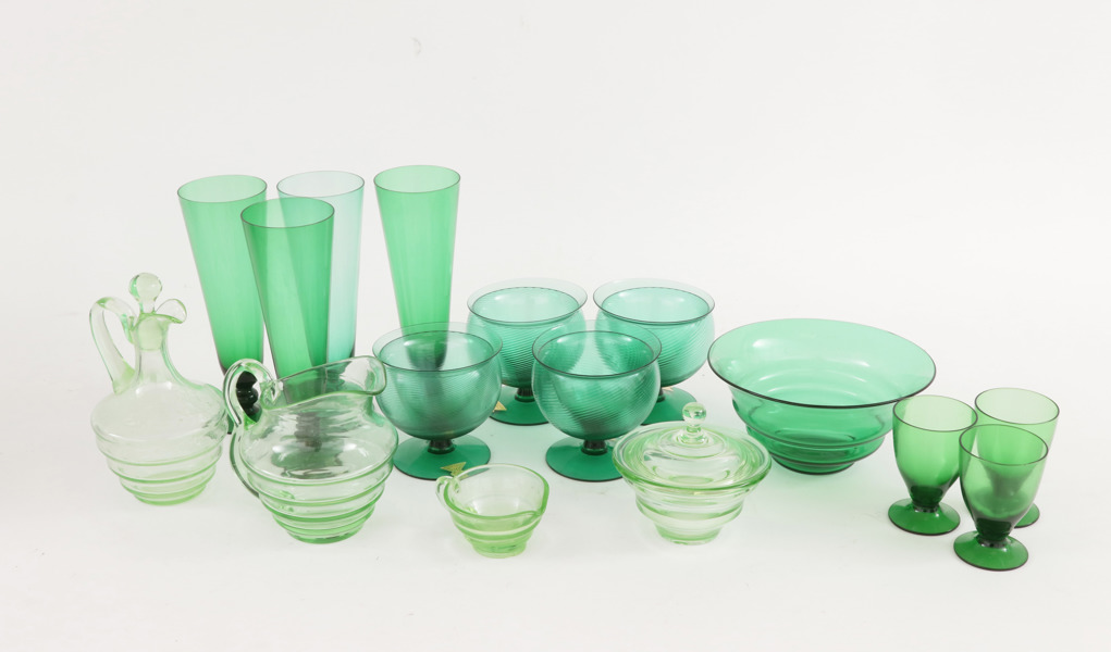 Gröntonat glas 16 delar